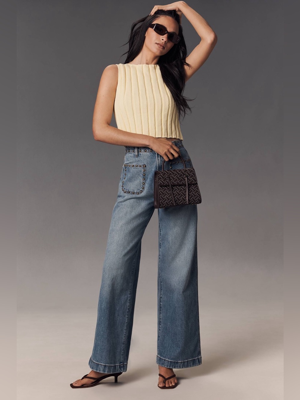 Reformation Callie cotton rib knit top M white cream - Picture 3 of 5